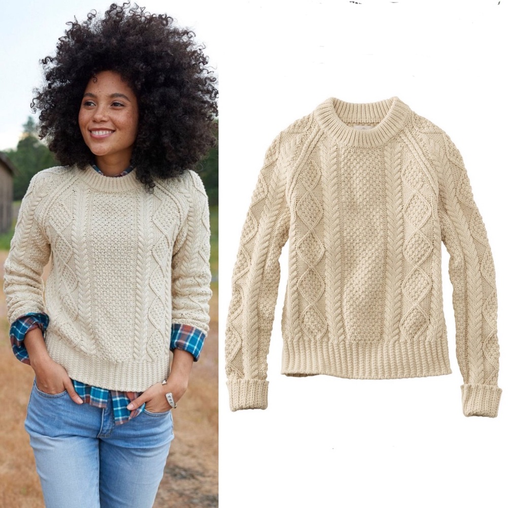 L.L. Bean Cable Knit Crewneck Sweater XXS